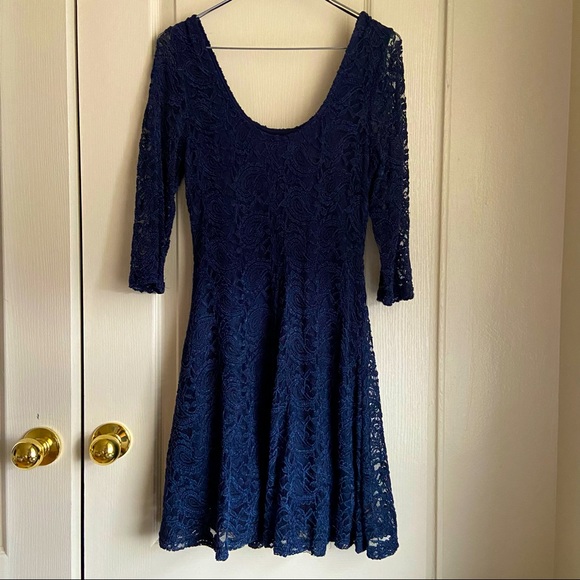 suzy shier navy blue lace dress - Picture 2 of 6